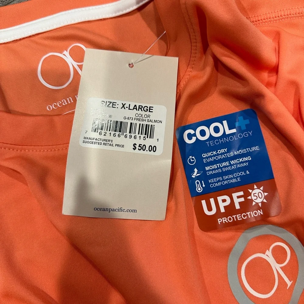 OP Men's Peach Long Sleeve Sun Shirt - Picture 5 of 6